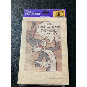 VINTAGE PARTY EXPRESS BUGS BUNNY INVITATIONS 8 COUNT 1996 BIRTHDAY PARTY LOONEY